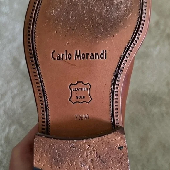 Carlo Morandi Men's Leather Dress Shoes Size 7.5 Very Nice - Picture 6 of 7
